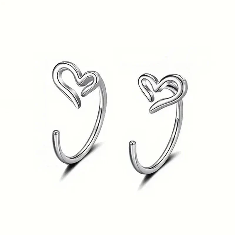 Huitan Glossy Heart Stud Earrings – Elegant Women's Jewelry