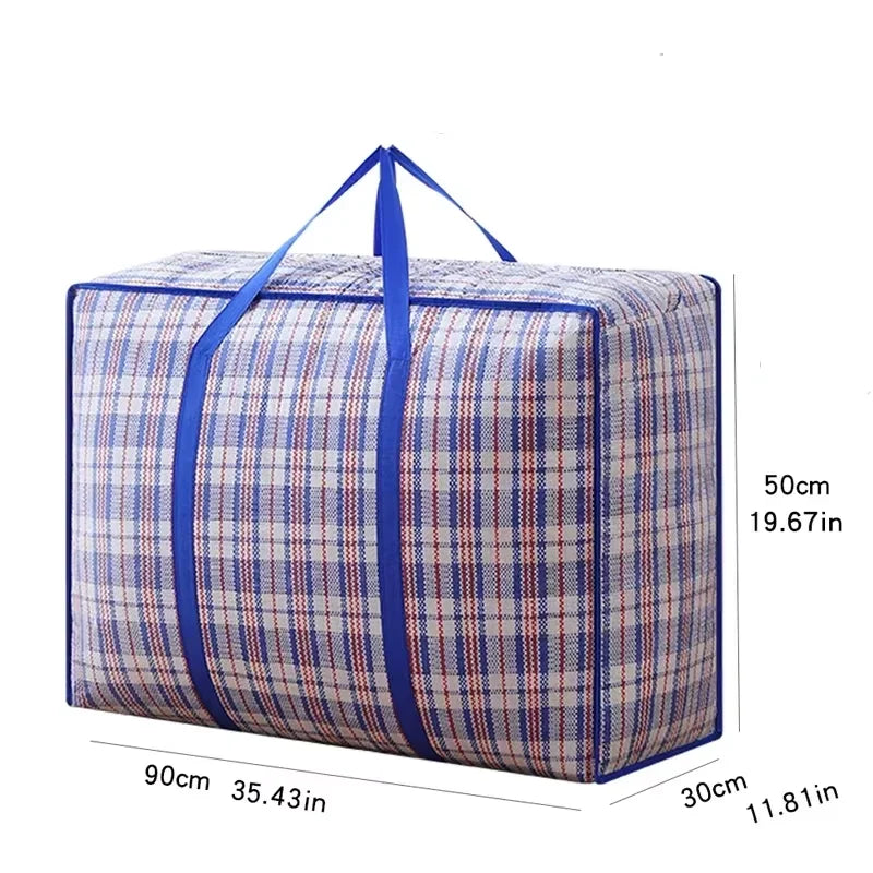 Foldable Large Capacity Woven Moving & Storage Bag – Blue