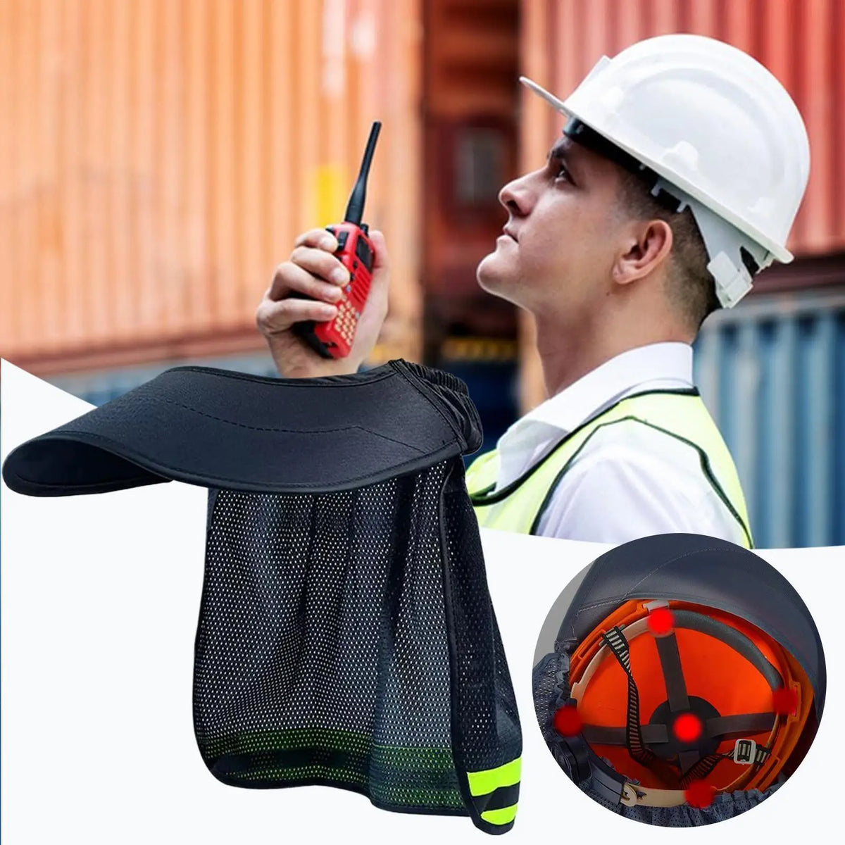 Hard Hat Neck Shade with Reflective Strip | Safety Helmet