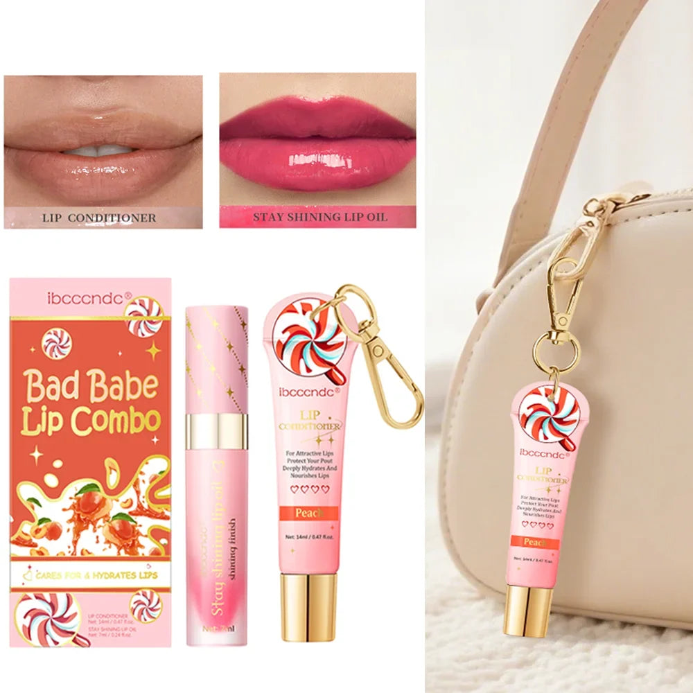 ibcccndc Lip Duo – Lip Conditioner & Gloss Set with Keychain