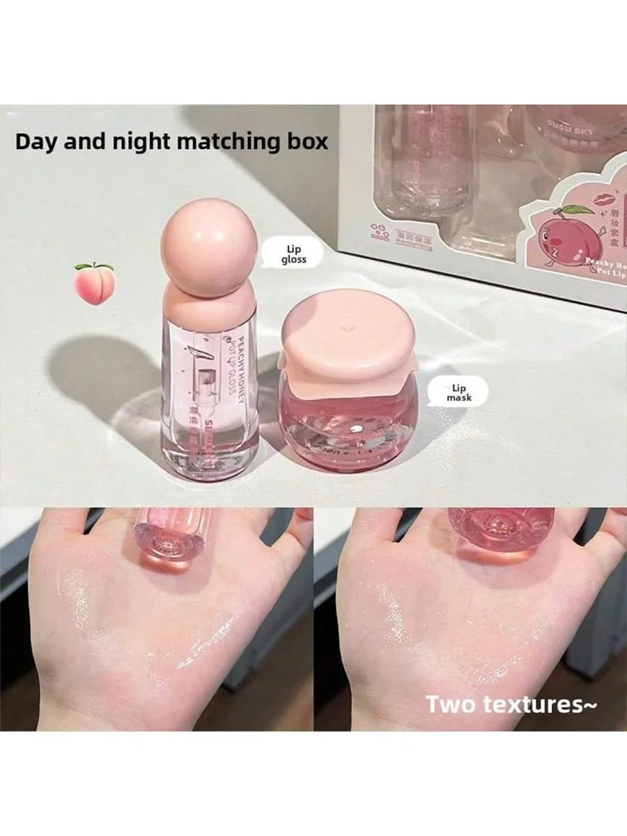 Peach Honey Lip Mask & Lip Honey Set – 24Hr Moisturizing