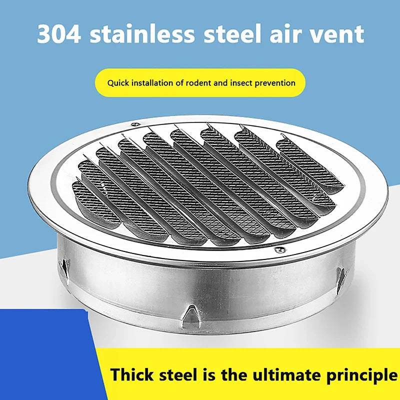 Round Stainless Steel Air Vent Grille | 70–150MM Wall Duct Cover