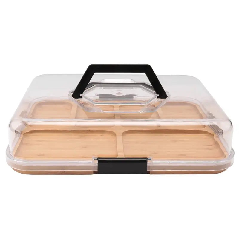 A36T-Cheese Board Charcuterie Box Clear Lid Travel Portable Cutting