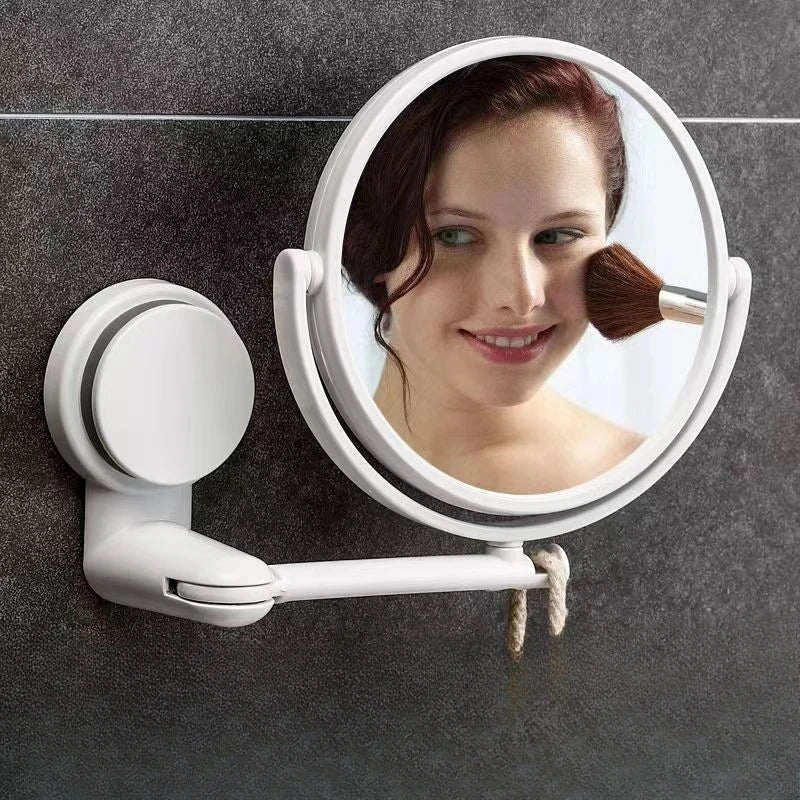 Double-Sided Folding Arm Suction Bathroom Makeup Mirror 6"
