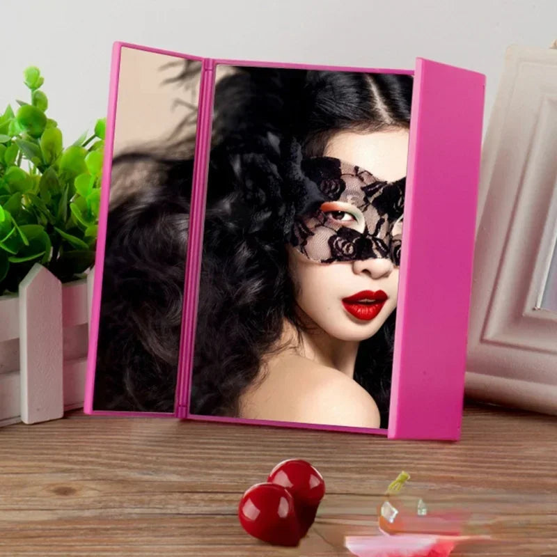 Compact Folding Pocket Makeup Mirror with LED Lights