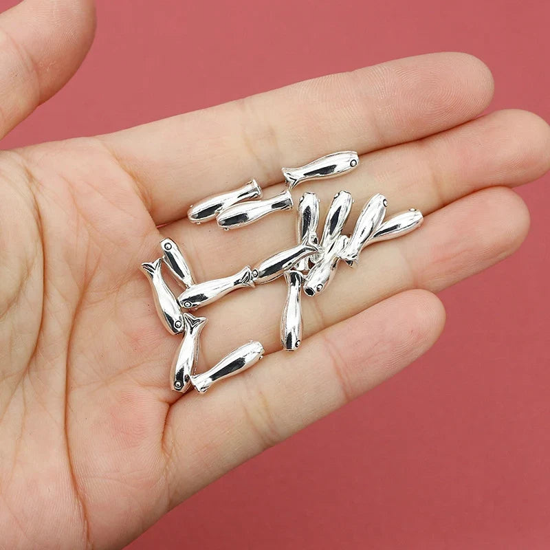 10Pcs Gold Fish Spacer Beads – Stainless Steel DIY Charms