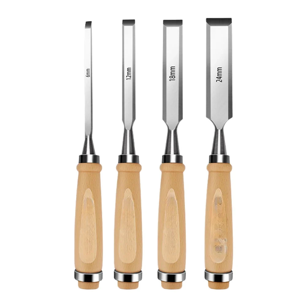 4-Piece Wood Chisel Set – 6/12/18/24mm Carving Kit