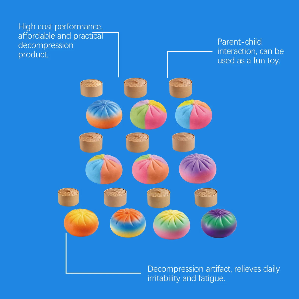 Dumpling Squishy Squeeze Fidget Toy – Kawaii Sensory Stress Ball