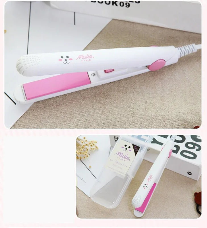 Mini 2-in-1 Ceramic Tourmaline Hair Straightener & Curler Flat Iron