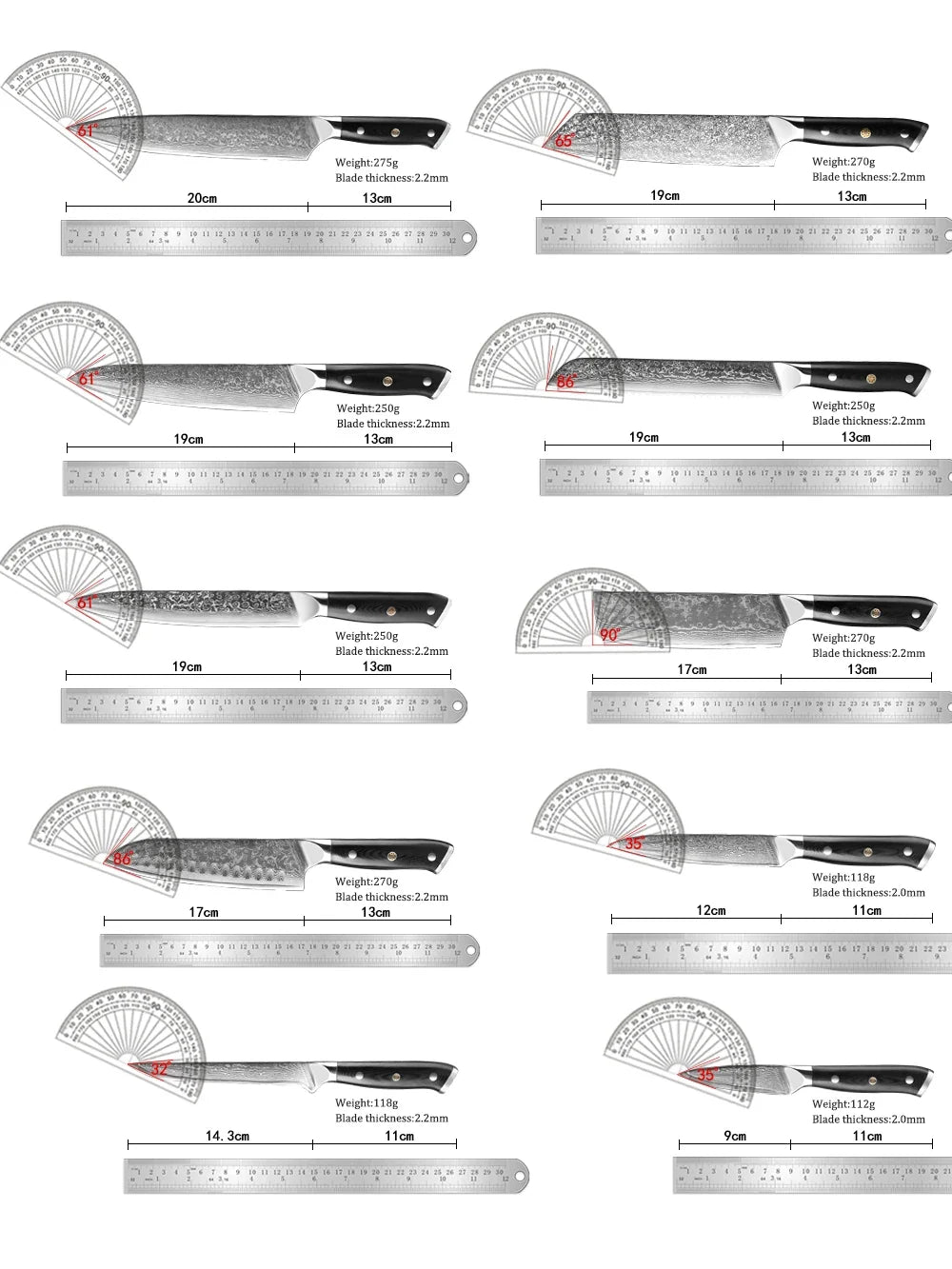 Damascus Steel Chef Knife Set 1–9 PCS | G10 Handle