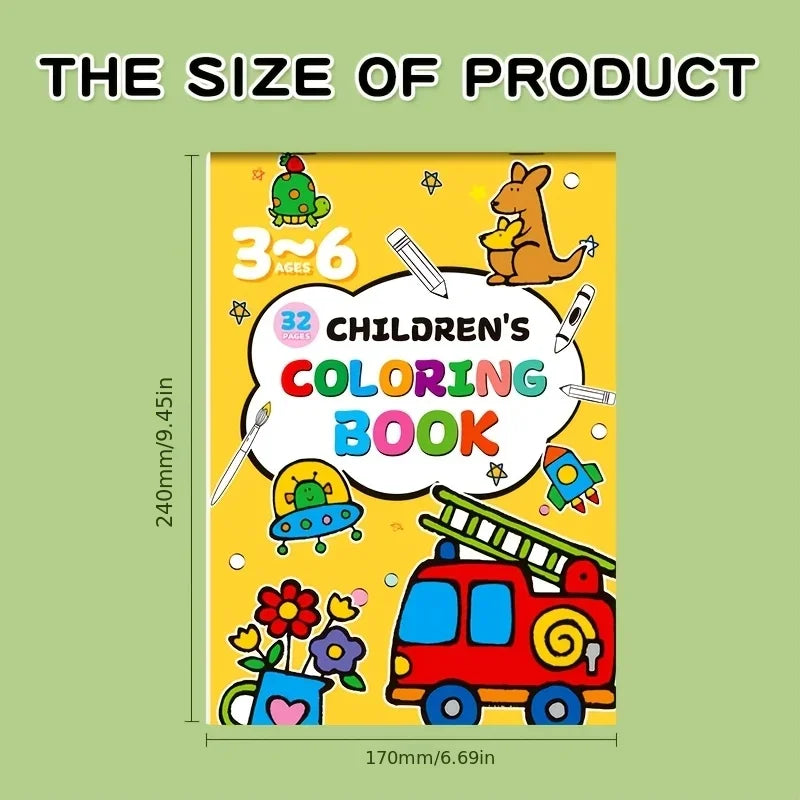 32 Pages Diverse Content Kids' Coloring Book Vibrant Animal Nature