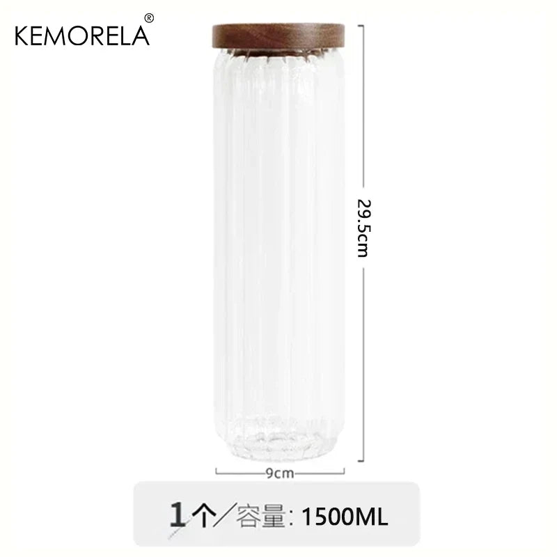 Glass Storage Jar with Acacia Wood Lid | Airtight Borosilicate