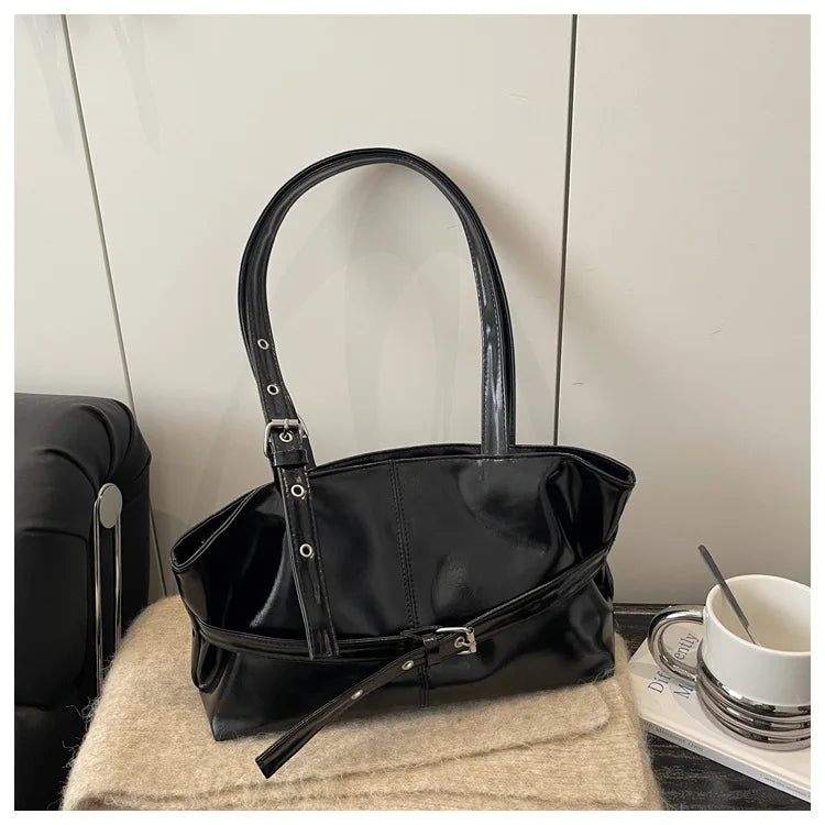 Korean Style Large Capacity Tote Shoulder Bag | PU Leather
