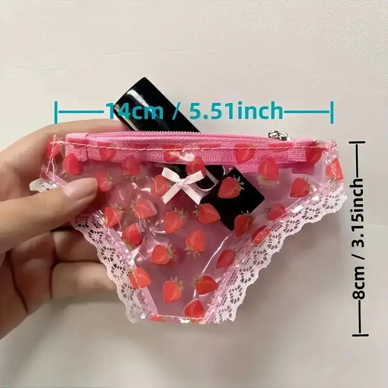 Cute Lace PVC Mini Coin Purse – Novelty Strawberry Zipper Bag