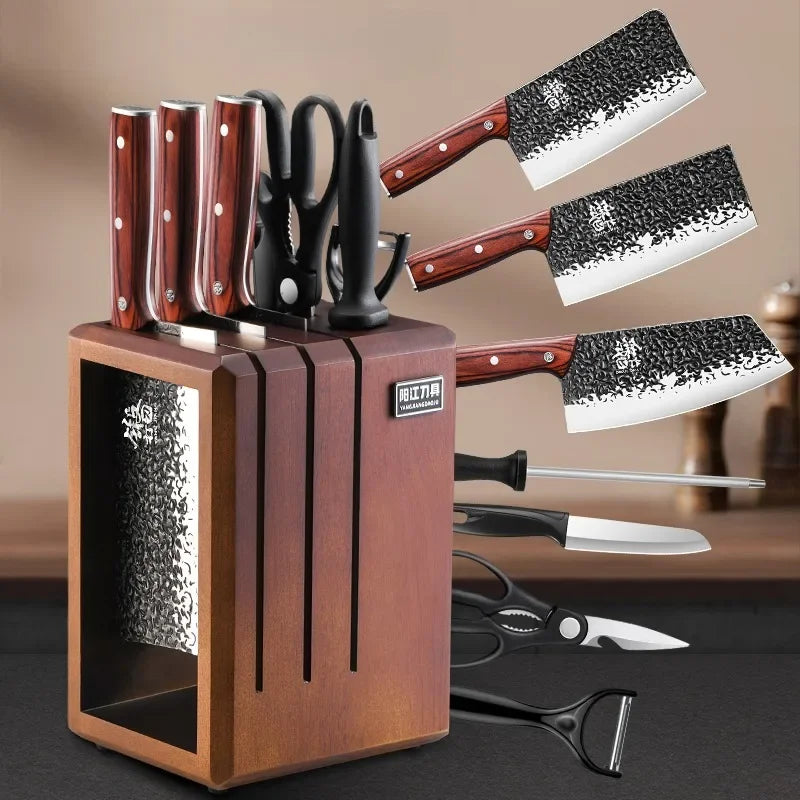 PLYS 8-Piece Sandalwood Chef Knife Set – Forged Stainless Steel