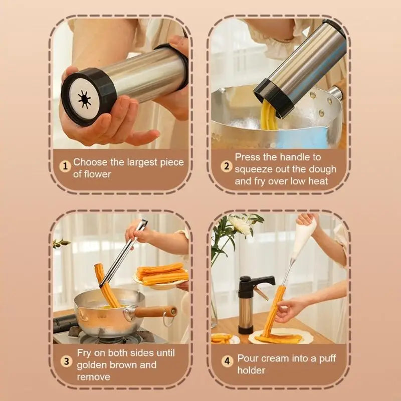 Spanish Churro Maker Machine – Stainless Steel Fry & Bake