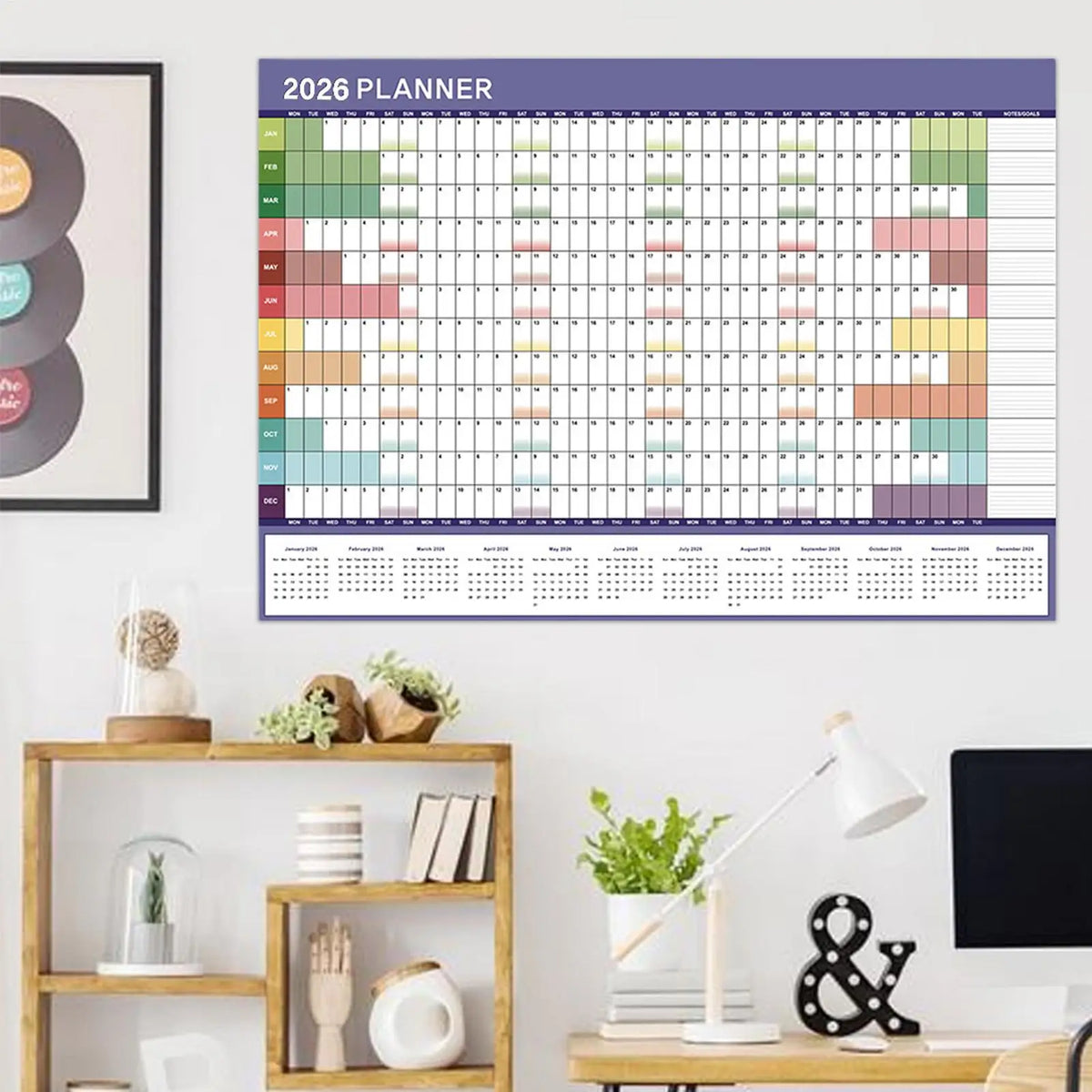 Yearly Calendar 2026 Monthly Wall Planner Reusable Scheduling