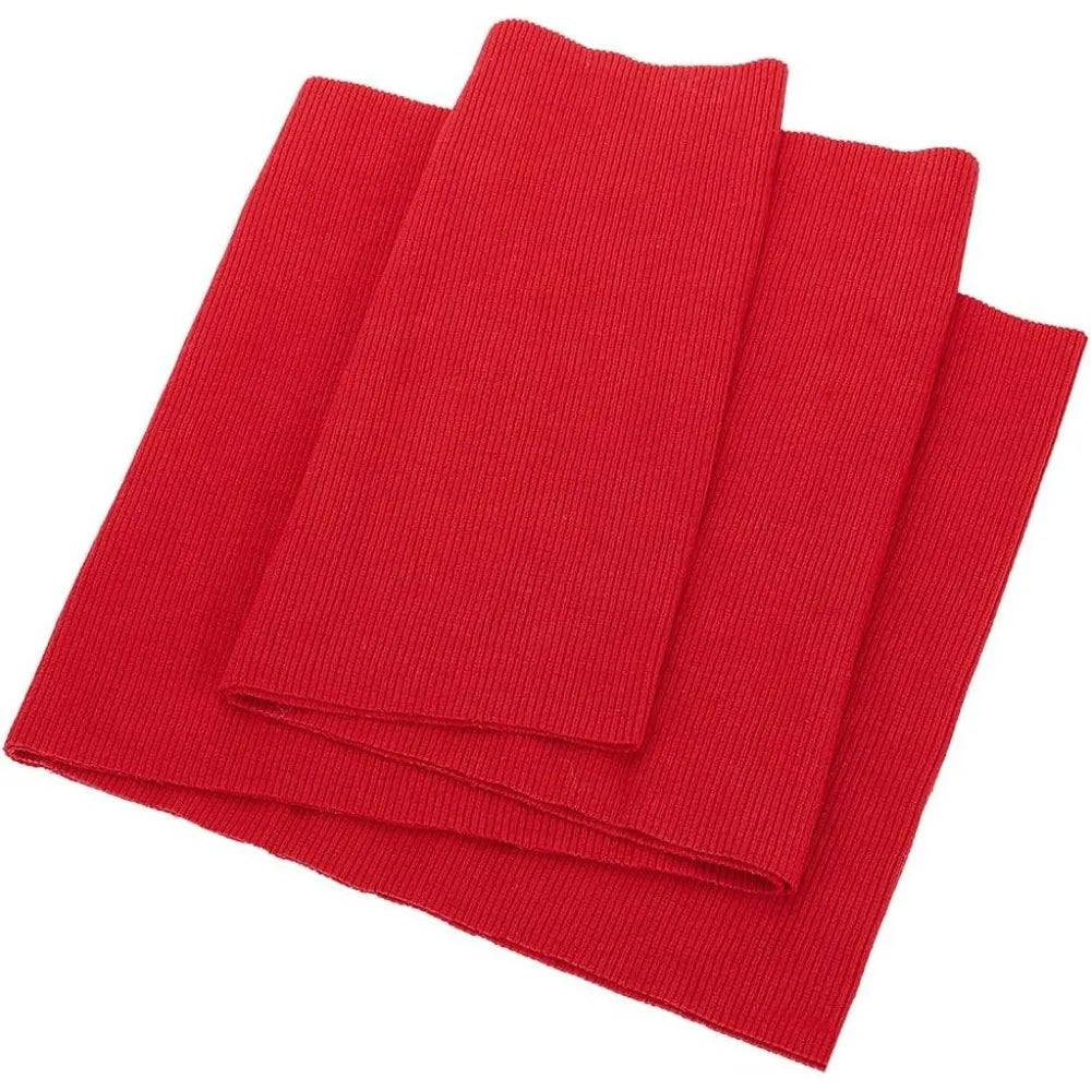 Red Ribbed Knit Cuff Fabric – Stretch Woven, 25×8.6 in