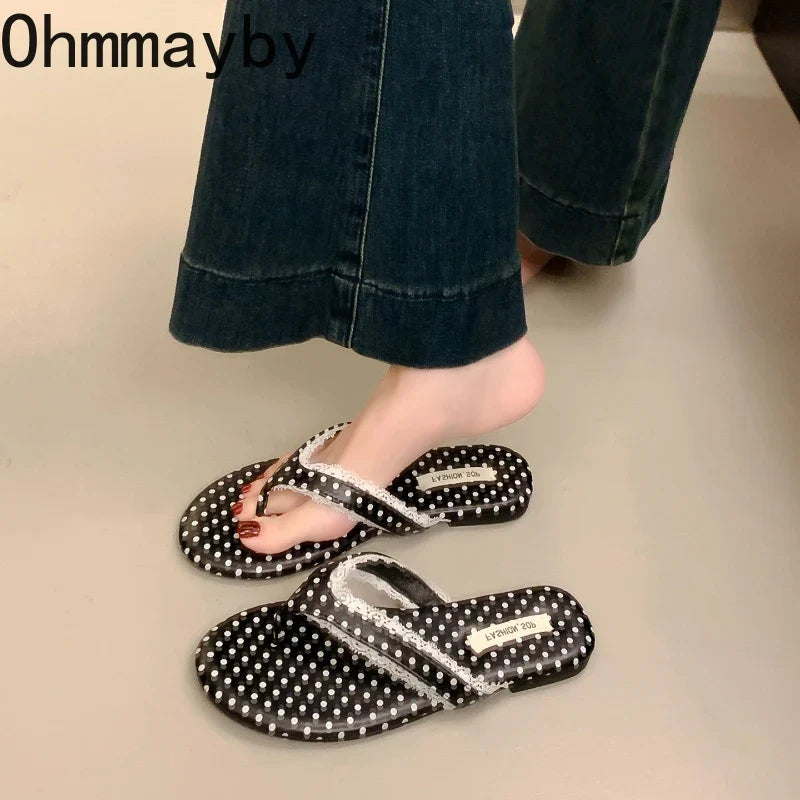 Women's Polka Dot Flip Flop Slides – Summer Beach Sandals