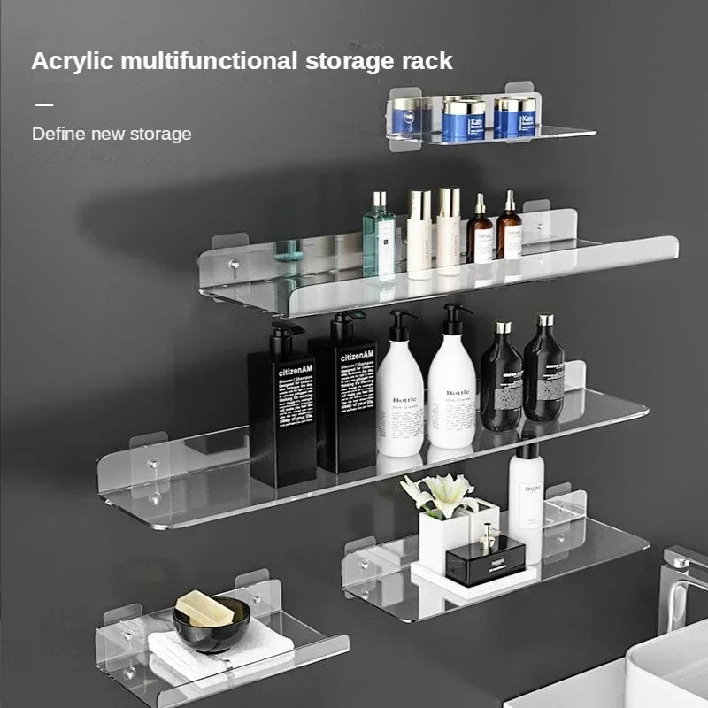 Acrylic Wall Mounted Floating Shelf – Kitchen & Bathroom Rack
