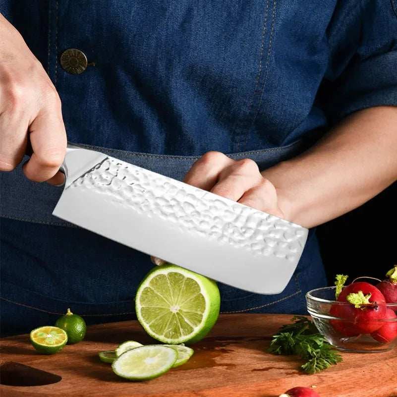Stainless Steel Cleaver Knife – Wood Handle Butcher Kitchen