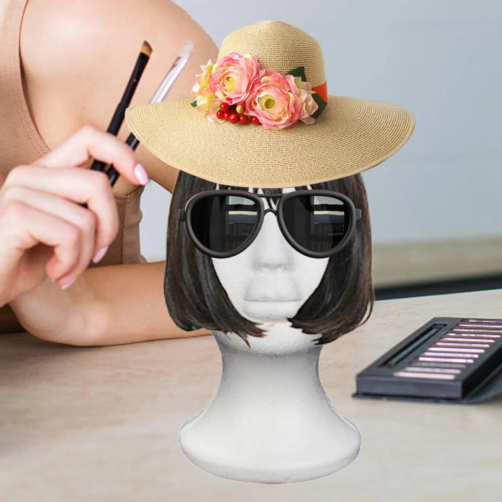 Female Styrofoam Mannequin Manikin Head Model Foam Wig Hair