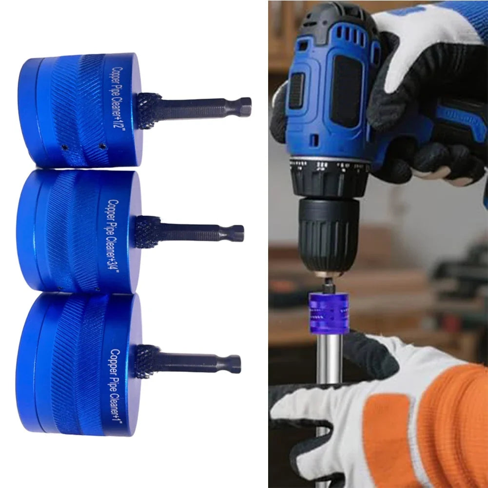 Copper Pipe Cleaning Brush Set – Drill-Powered 1/2, 3/4 & 1 In