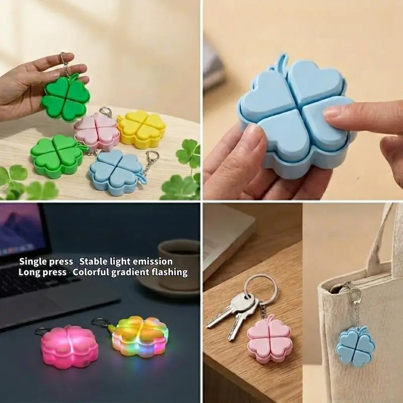 Four-Leaf Clover LED Keychain | Fidget Toy & Lucky Gift