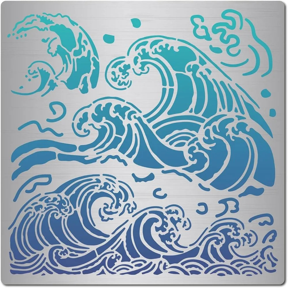 Sea Wave Metal Stencils – Reusable Stainless Steel Ocean Pattern