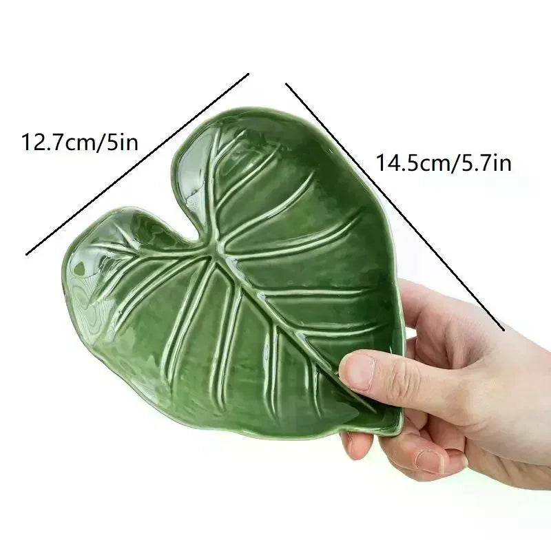 Ceramic Spatula Holder Kitchen Countertop Spoon Cute Leaf Design