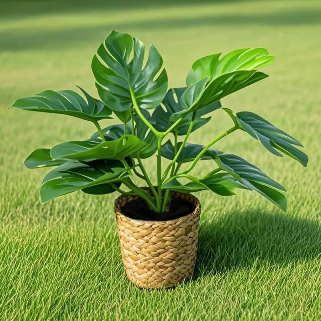 Artificial Monstera Leaf Faux Potted Plant | Realistic Decor