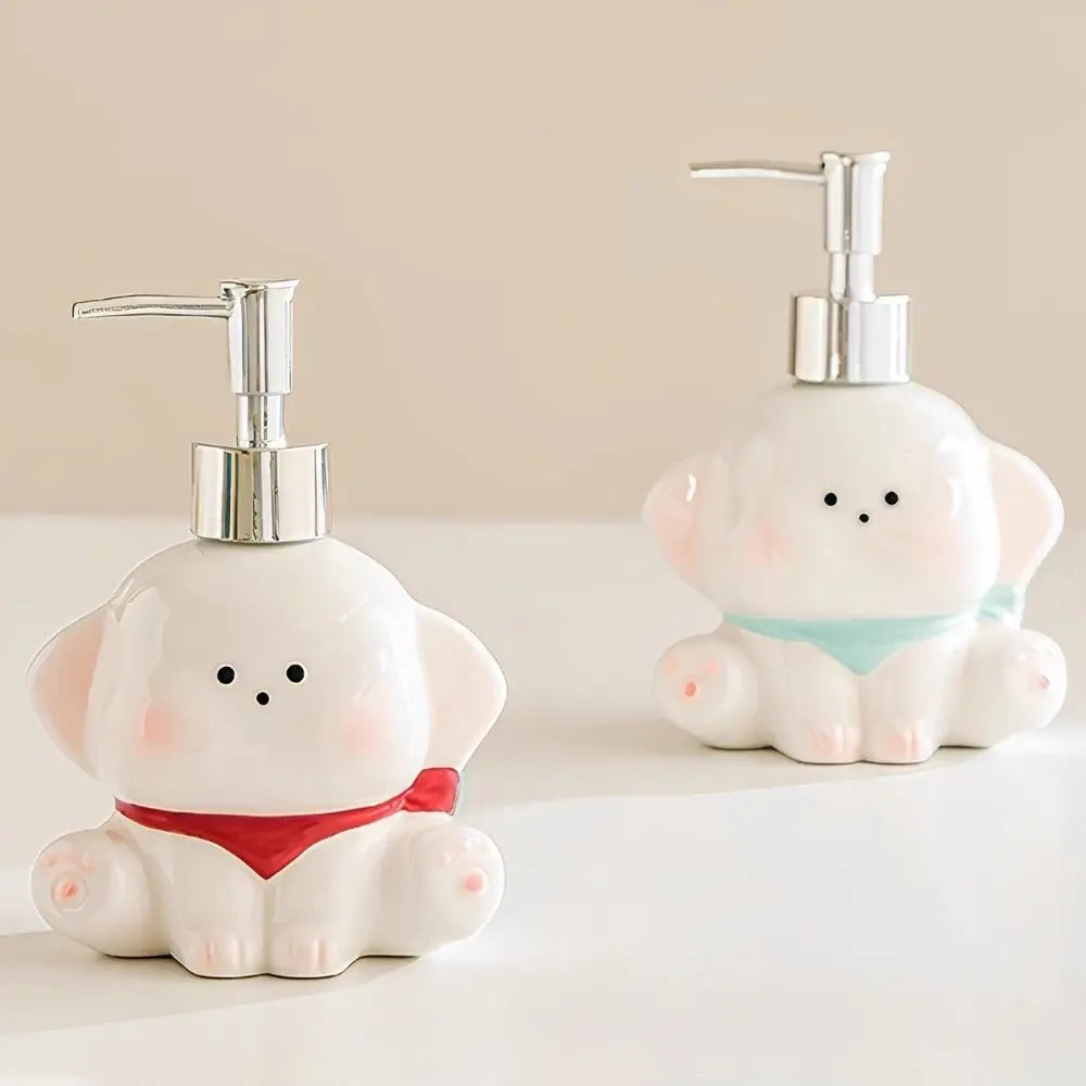 Cute Dog Ceramic Soap Dispenser | Bathroom Pump Bottle