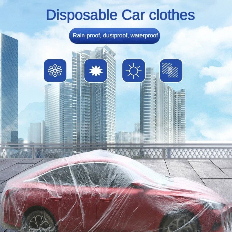 Disposable Transparent PE Car Cover – Rain & Dust Protection