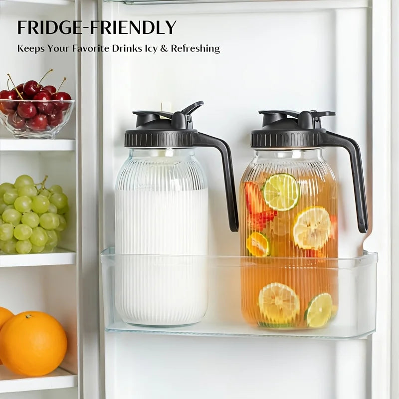 KEMORELA Glass Mason Jar Pitcher Set of 2 – Pour Spout Lid