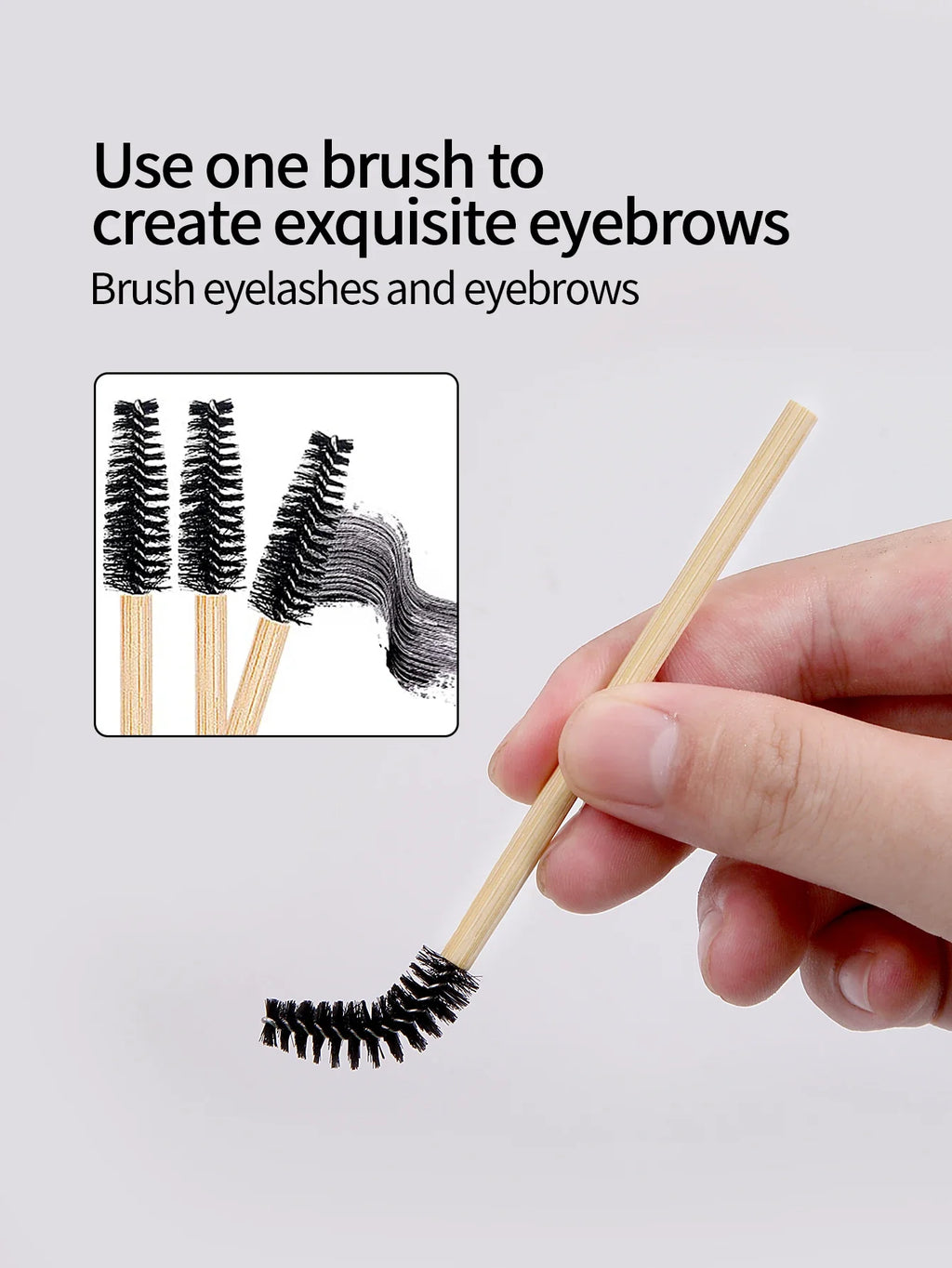50-Pack Bamboo Mascara Wands & Eyelash Extension Brushes