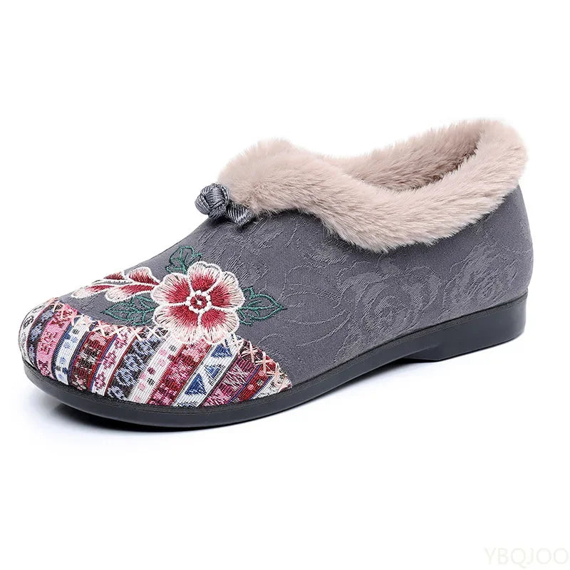 Women's Embroidered Winter Cotton Ankle Boots – Ethnic Style