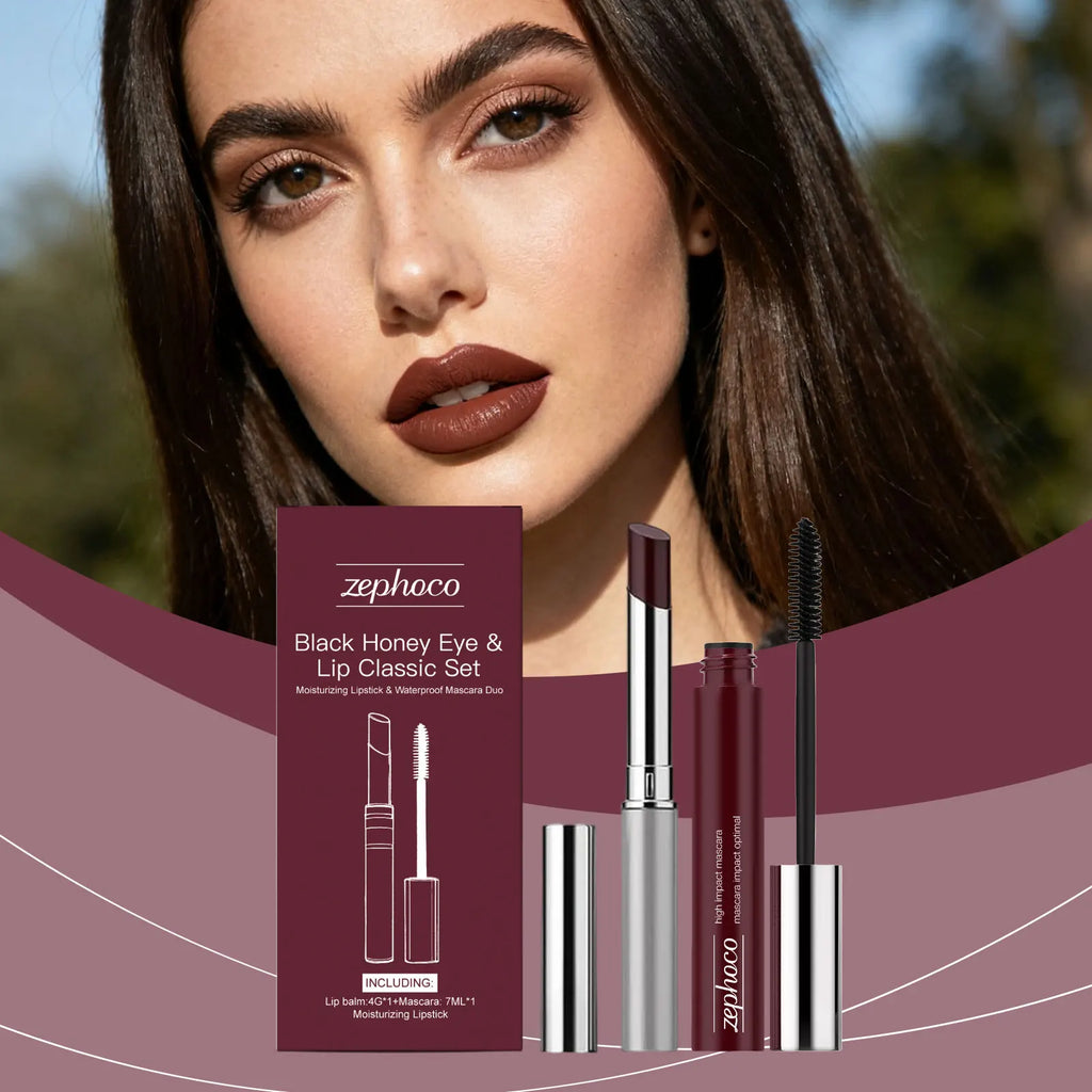 Black Honey Eye & Lip Makeup Set – Lipstick & Lash Curler