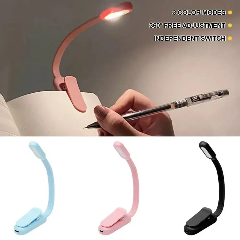 Mini USB Rechargeable Clip-On LED Book Light | 3 Brightness