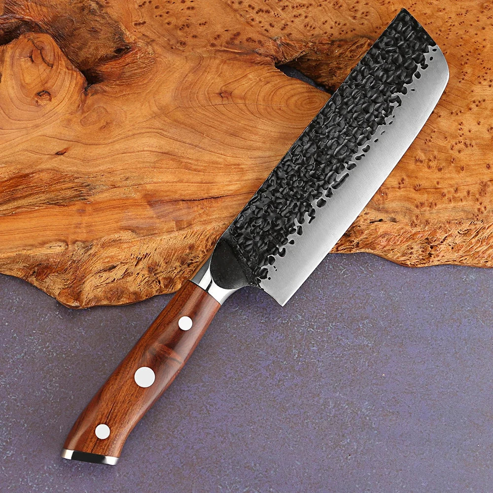 XITUO 7" Nakiri Knife – Japanese Vegetable Cleaver Pakkawood