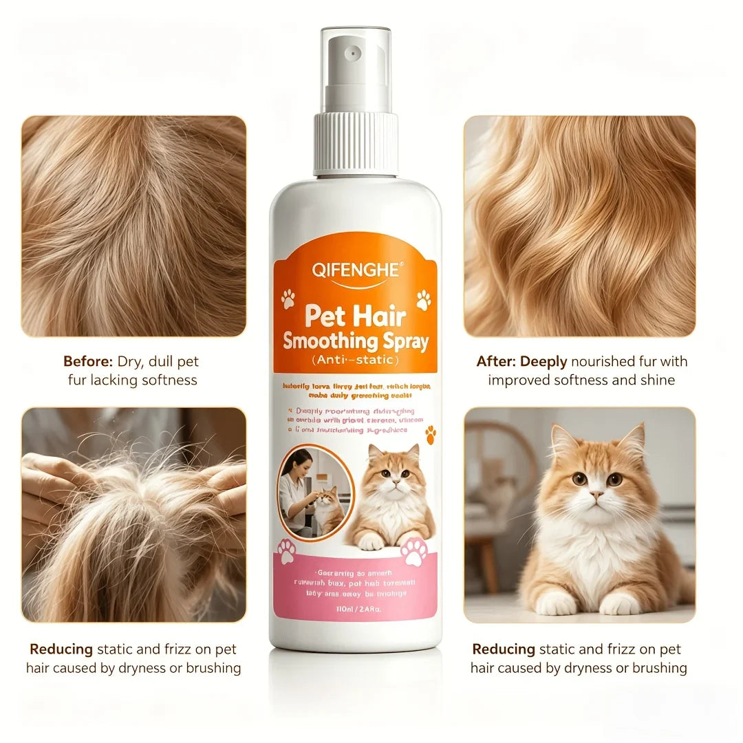 Pet Hair Detangling Spray & Reusable Lint Roller Set | Cats & Dogs