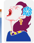 Shouting Woman Painting Stencil 8.3x11.7" with Brush | DIY Art