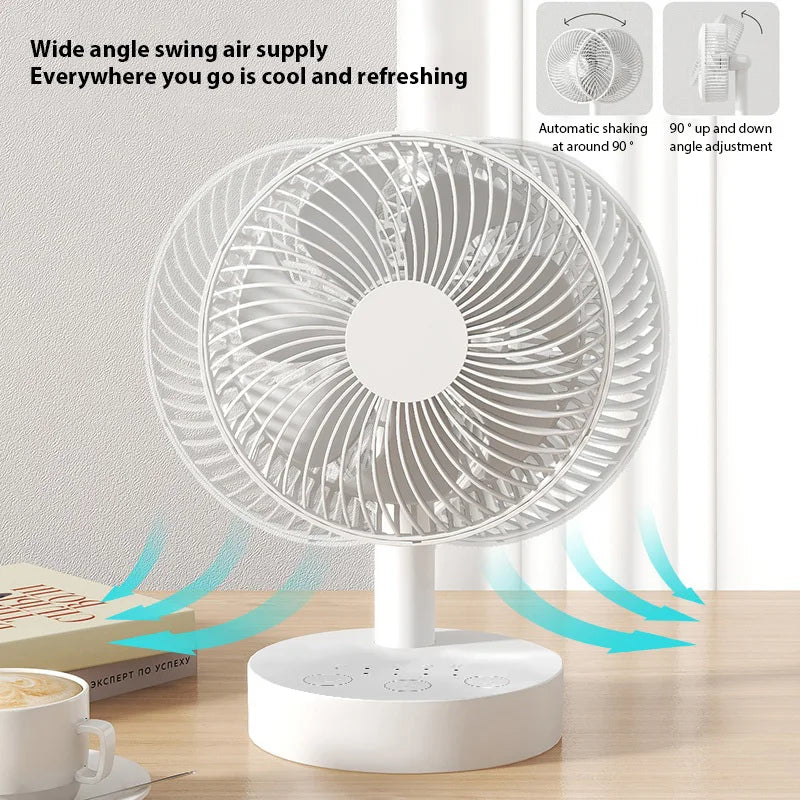 6-Inch Rechargeable Desktop Fan – 4-Speed USB Oscillating Fan