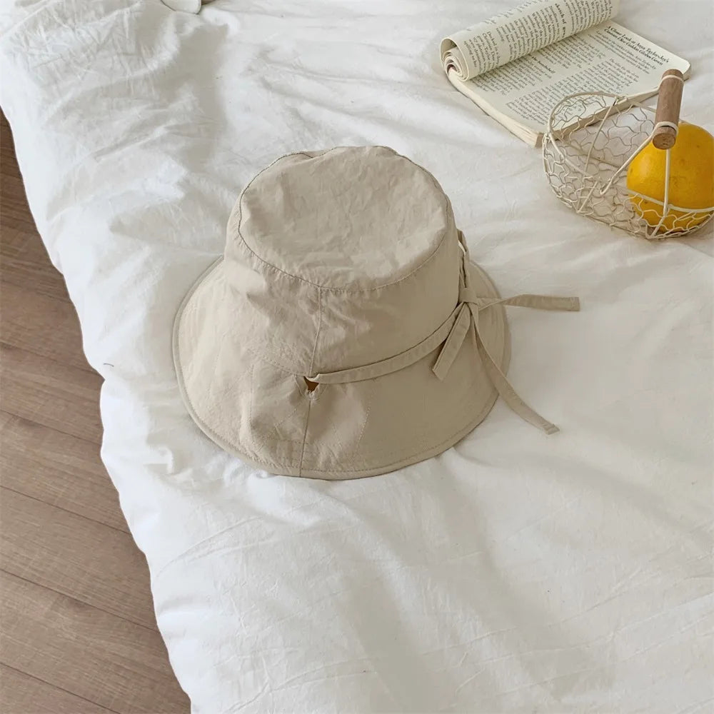 Lace-Up Fisherman Bucket Hat – Knit Sun Hat for Women