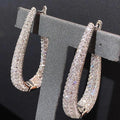 Huitan CZ Geometric Oval Hoop Earrings | Luxury Women's Jewelry
