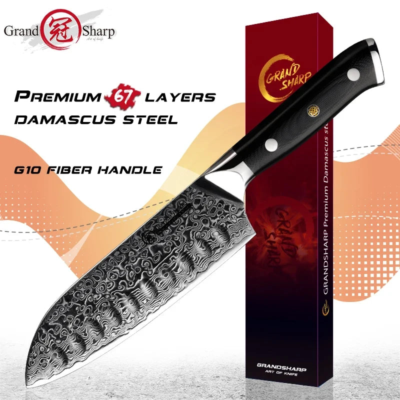 5-Inch Santoku Knife – 67-Layer AUS-10 Damascus Steel Chef Knife