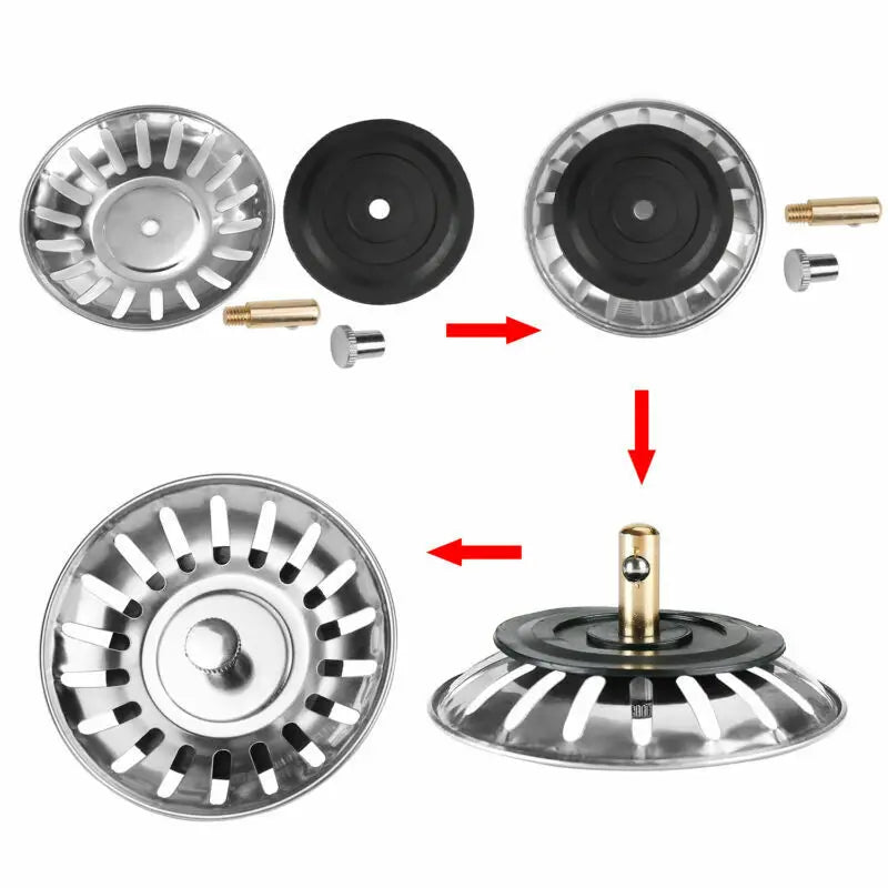 80mm Stainless Steel Sink Strainer & Drain Stopper – 2-in-1