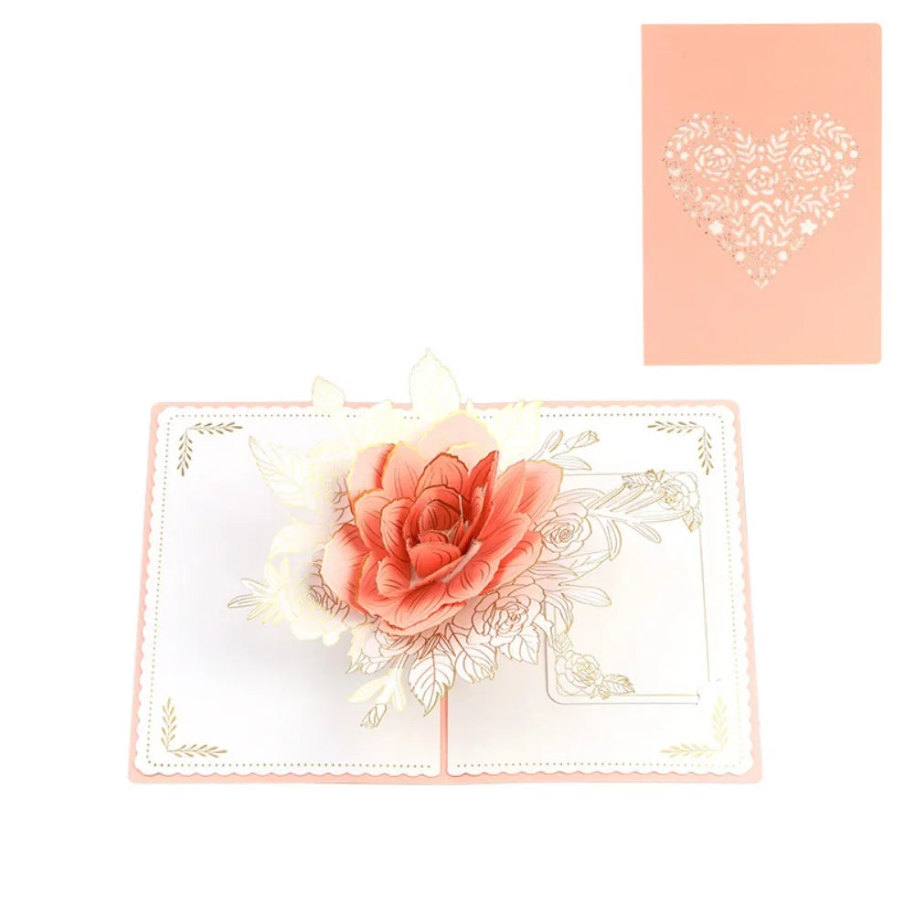 Pop Up 3D Rose Flower Card with Envelope | Wedding & Gift