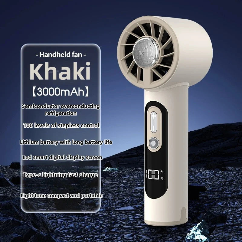 URGGU Handheld Turbo Fan – 100 Speeds, USB Charging, Digital Display