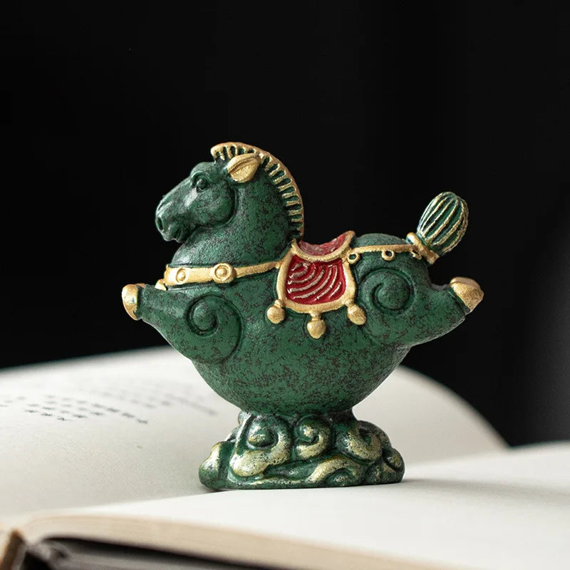 Flying Horse Green Sandstone Tea Pet Figurine | Luck & Wealth
