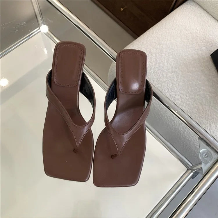 Retro Clip Toe Women's Low Heel Summer Slippers | Party Shoes